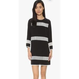 Shoshanna Lanna Silk Dress Black White Crochet Trim Size 10 Elegant Night Out